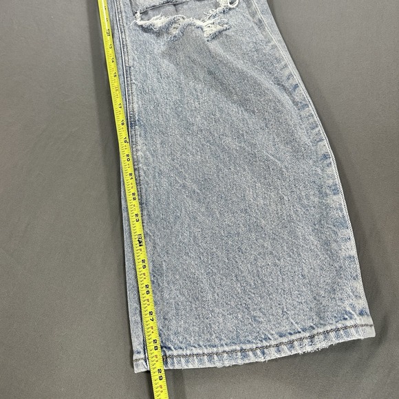 American Eagle Baggy Straight Jeans Women's 4 Mid Rise Distressed Light Wash - Picture 7 of 11